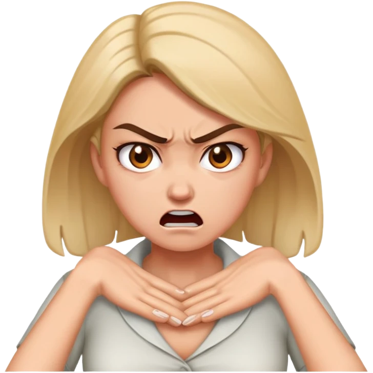 woman with her hands around her neck angery emoji
