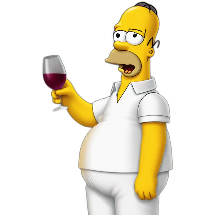 Homer Simpson buvant une bouteille de vin emoji