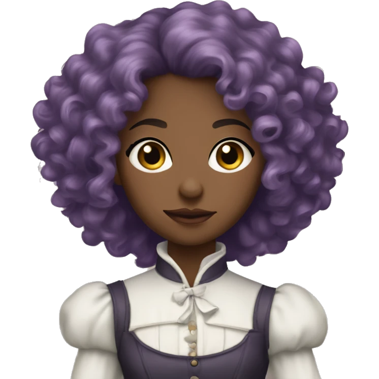 Three musketeers dark black women lilac curly hair emoji