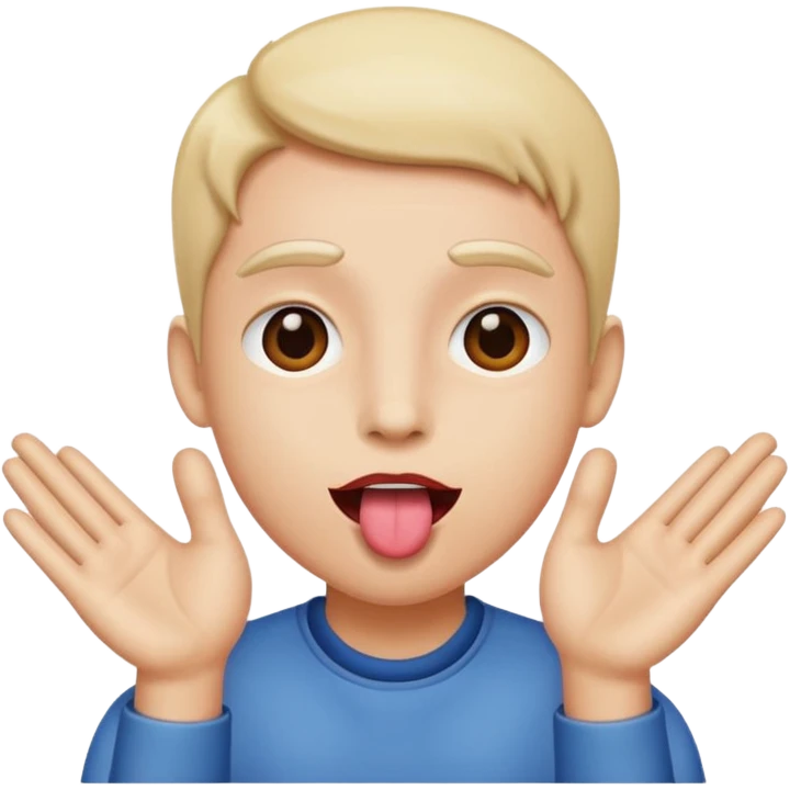Tongue out with hands to the side emoji