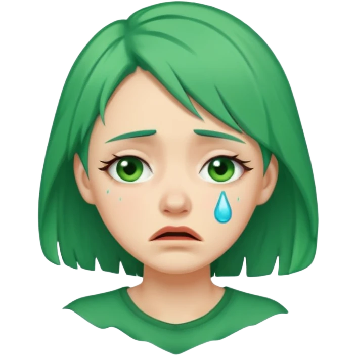 woman crying with green hair emoji