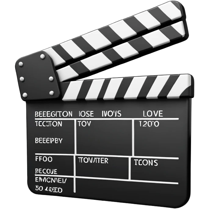 ultra simplified movie clapper with rectangular shapes at 45 degree angle, stripped of all details, pure geometric emoji