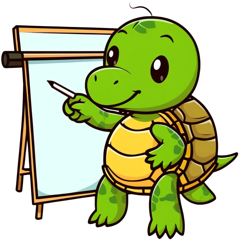 turtle pointing at a whiteboard emoji