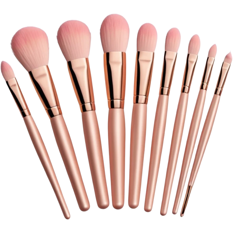 a set of rose gold makeup brushes  emoji