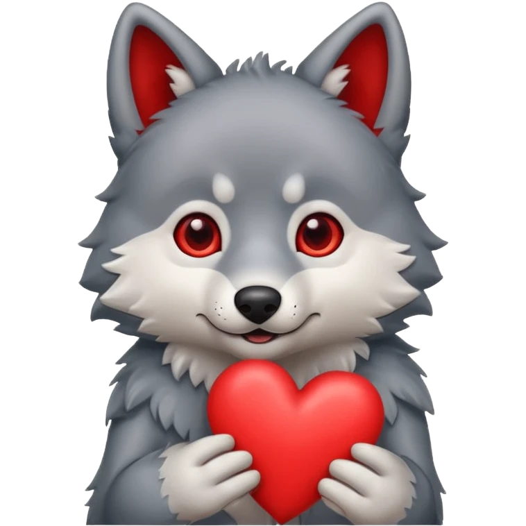 cute wolf holding heart emoji
