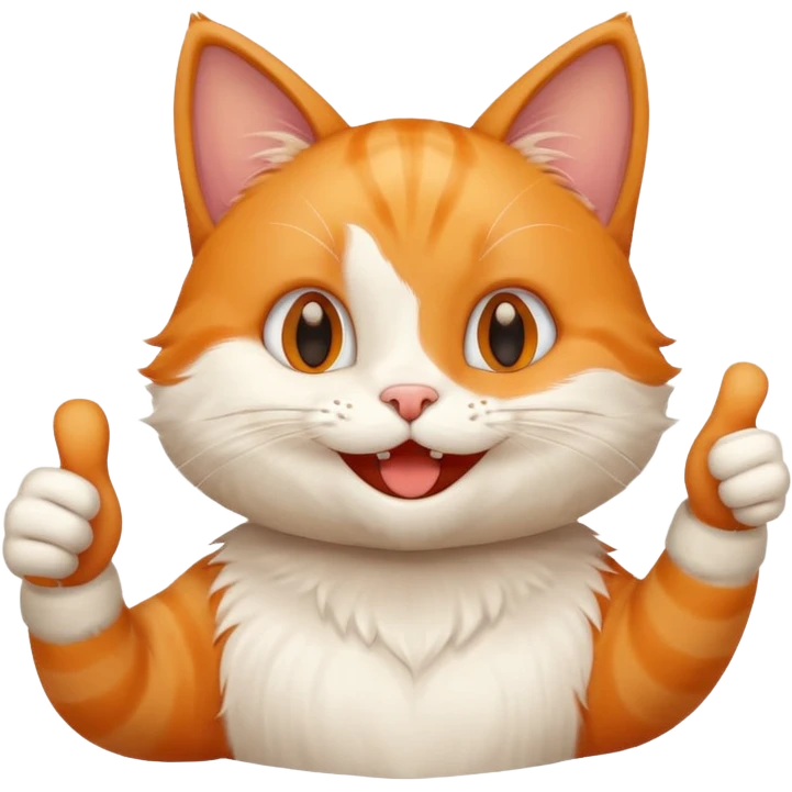 Cat smiling and giving thumbs up emoji