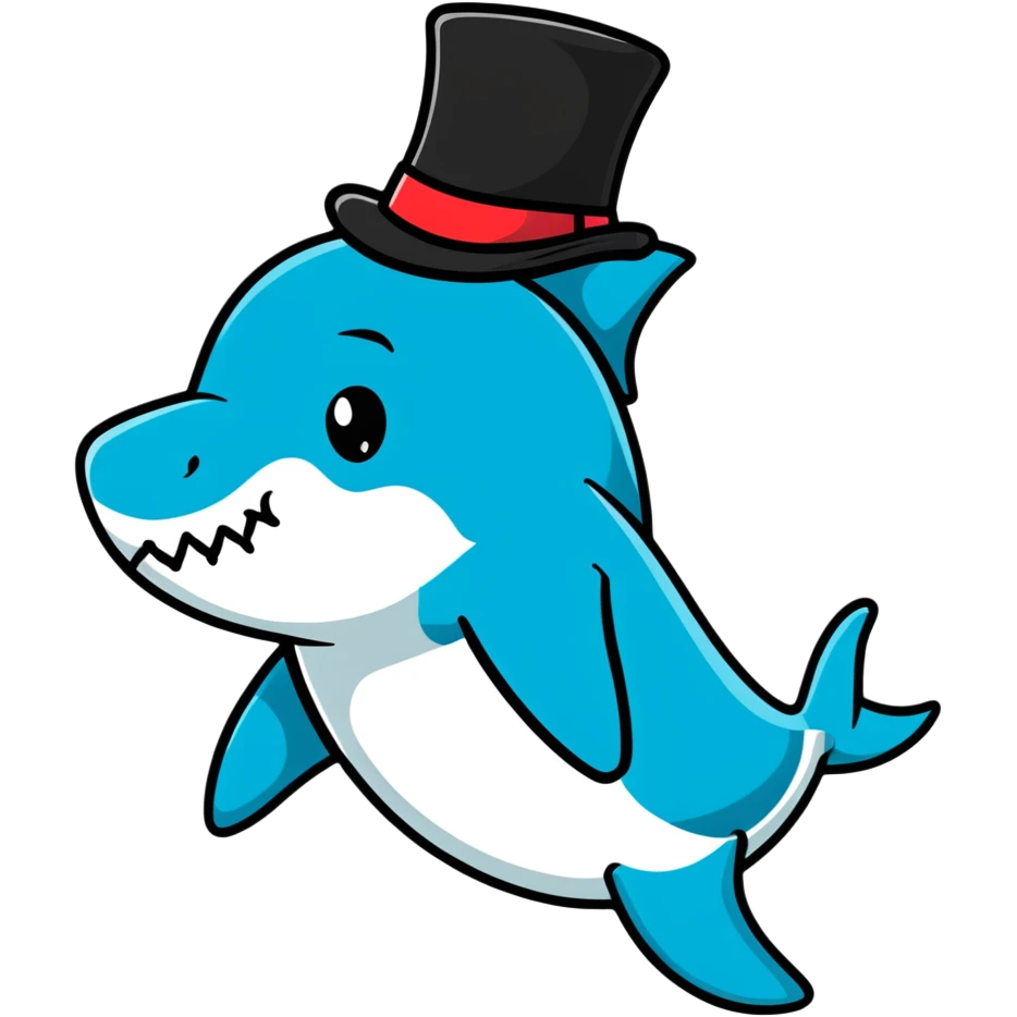 shark wearing a top hat emoji