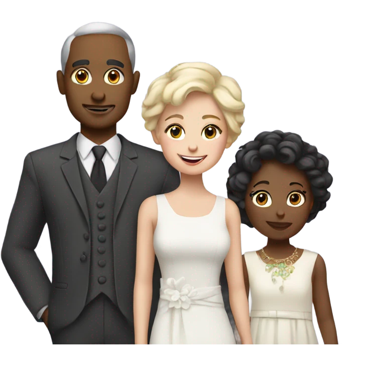 White Family with 3 kids dressed fancy  emoji