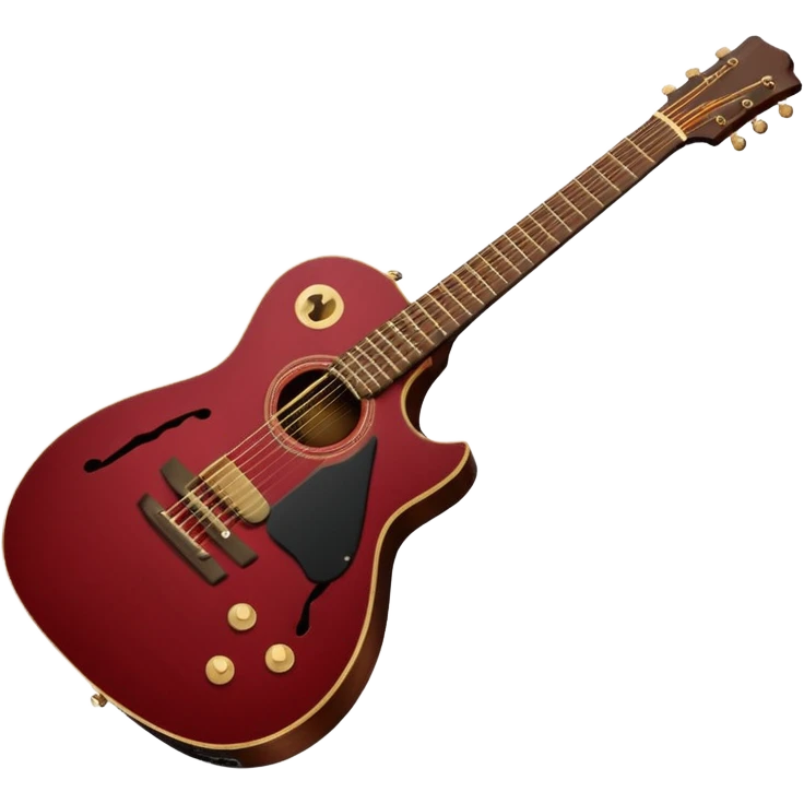 A guitar with a black pick guard, red dark red body, and a dark wood neck emoji