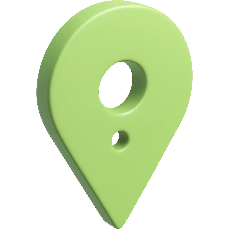 Create a variation of the light green 3D location pin with a smaller hole in the middle, keeping the style consistent and the background transparent. emoji