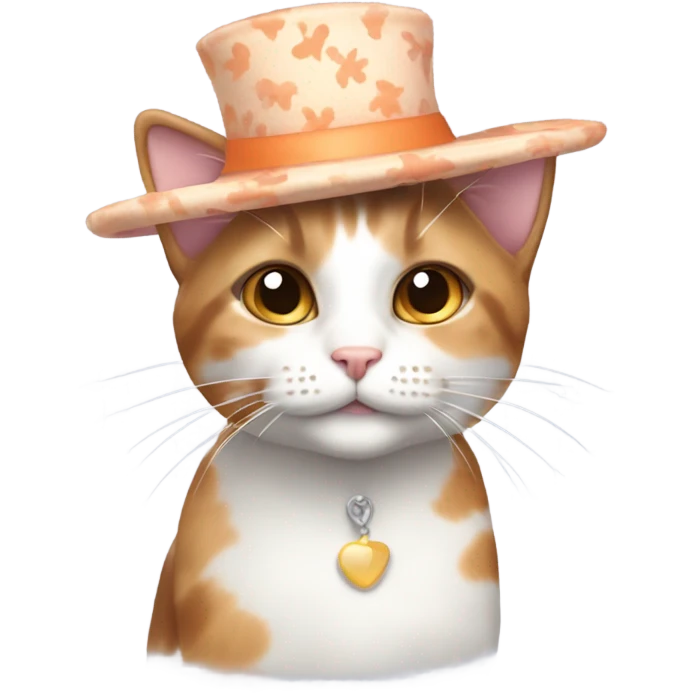 Dilute calico cat in a hat emoji