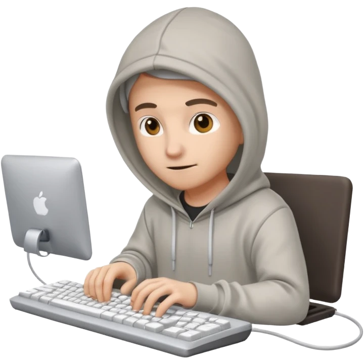 a 3d hacker with computer emoji