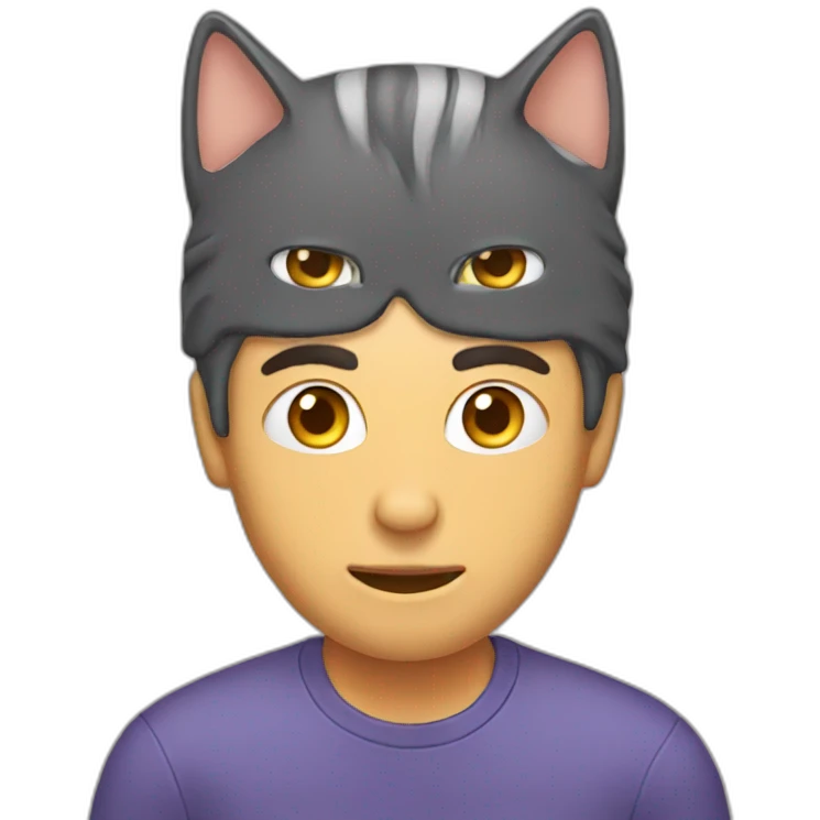 Man has an cat in his head emoji
