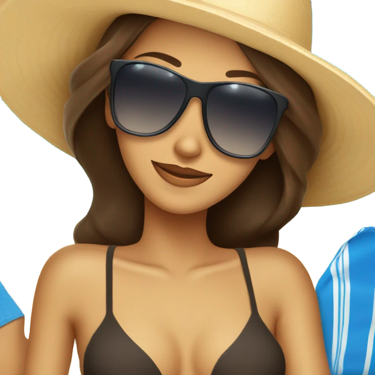 Tan brunette sunbathing  emoji