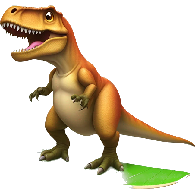 T-rex wearing a tutu on a surfboard emoji