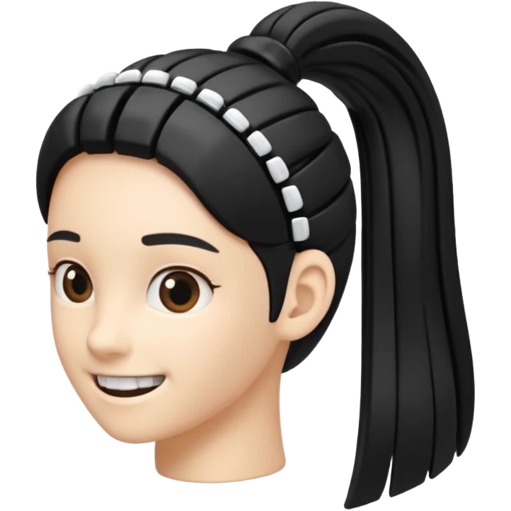 a curved hair accessory with teeth on both sides that hinge together, designed to secure hair in a vertical ponytail emoji