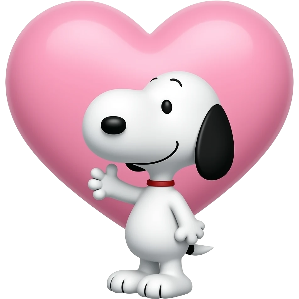 Snoopy with an Easter heart up over head emoji