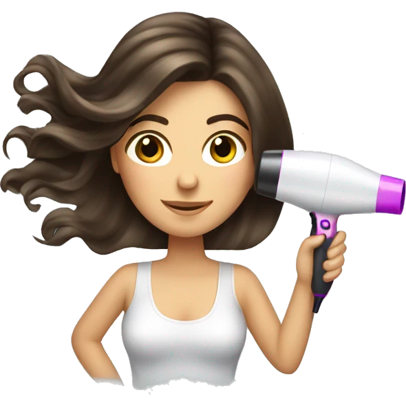 Brunette girl blow drying hair emoji
