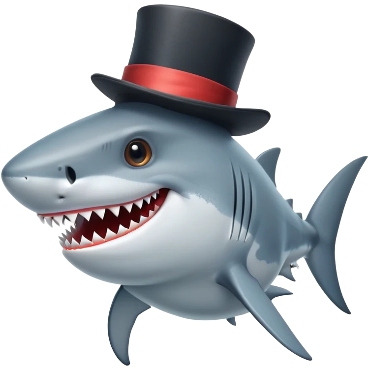Shark with a top hat emoji