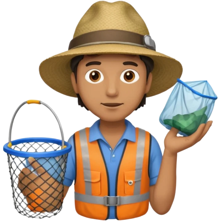 Explorer Man with big trash net emoji