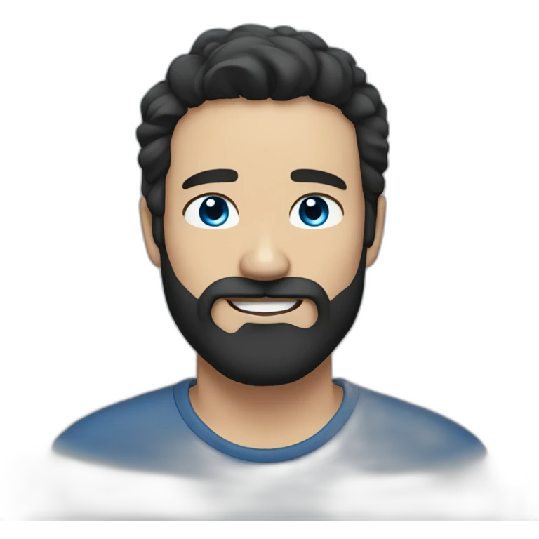 beard man black hair blue eyes face emoji