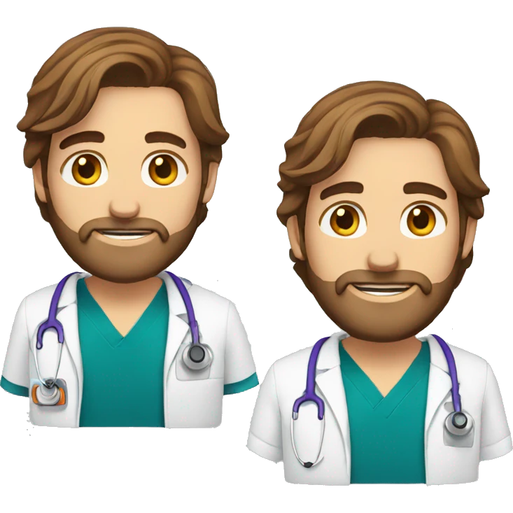 Male nurse long brown hair and beard emoji