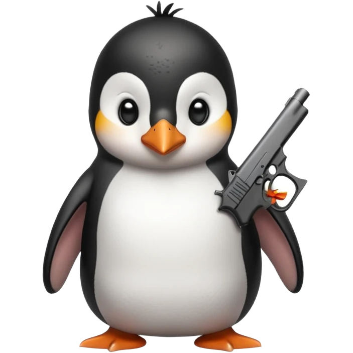 Cute penguin with tattoos in his body and holding a Glock  emoji