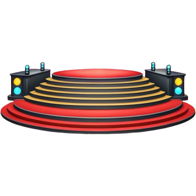 A concert-style stage with colored lights pointing downward. emoji