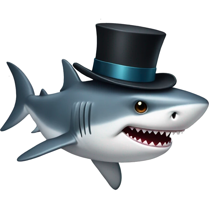 Shark with a top hat emoji