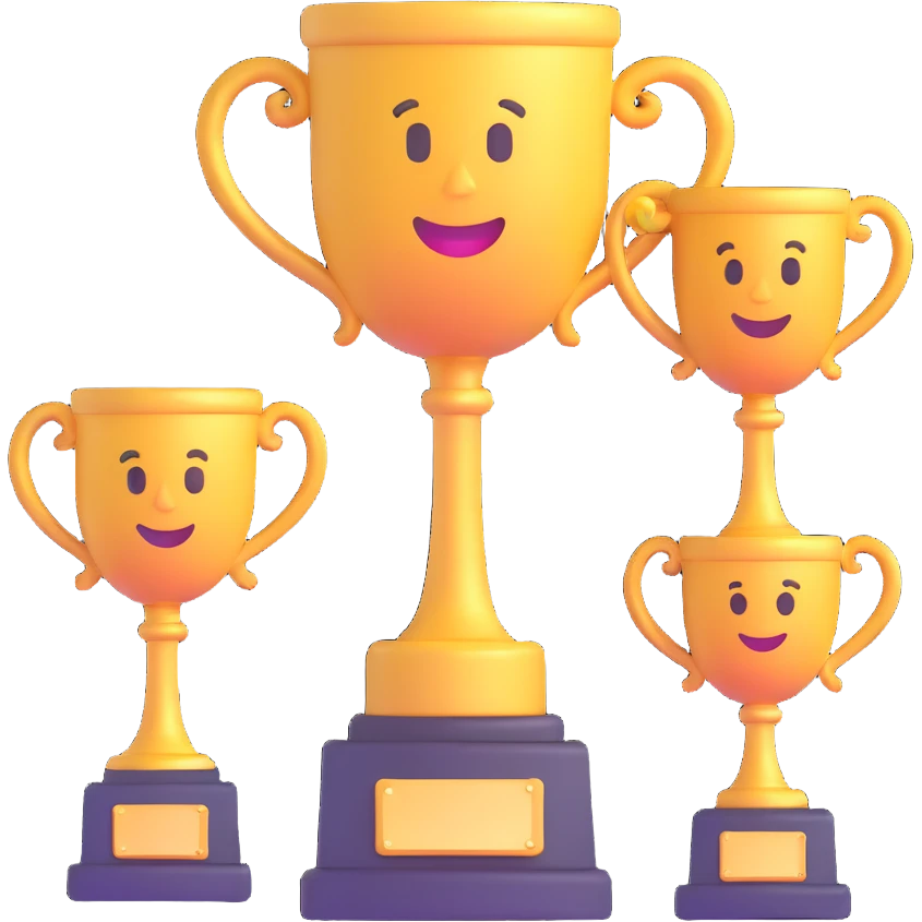 3 trophy emoji holding a trophy emoji