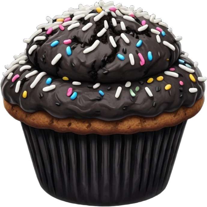 black coloured muffin with black topping emoji