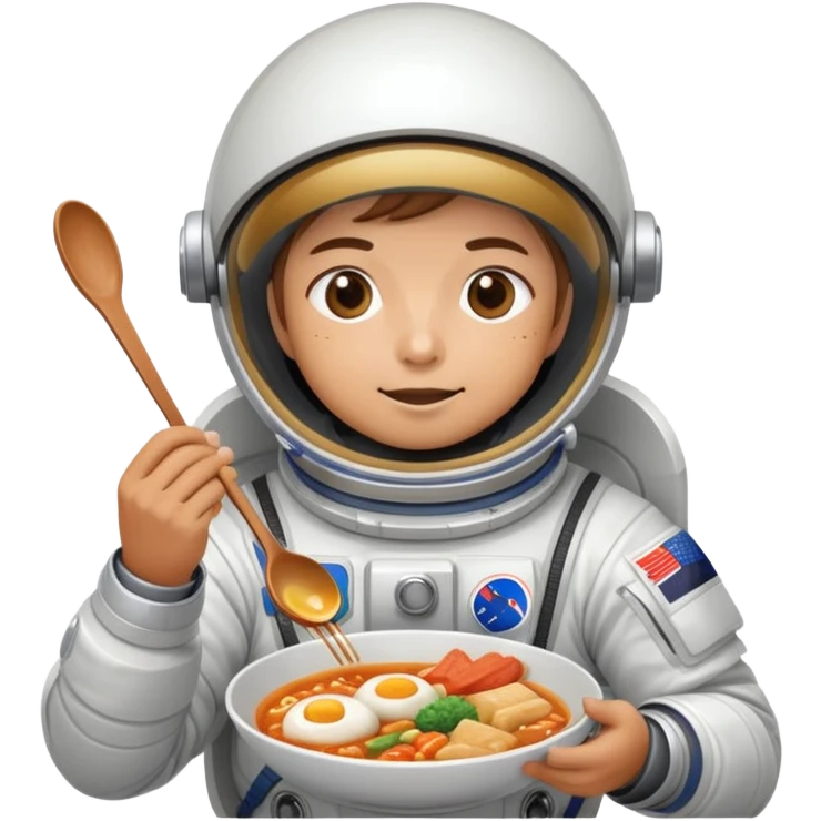 A person in a spacesuit eating Korean food emoji