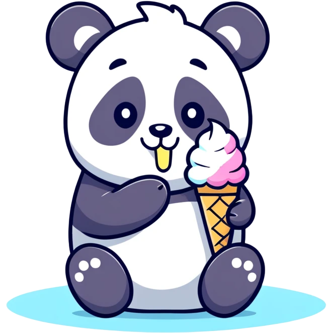 Panda eating ice cream emoji