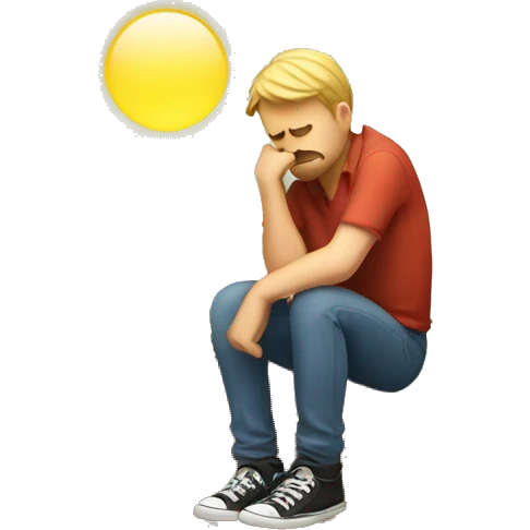 sad man sitting on little cactus emoji