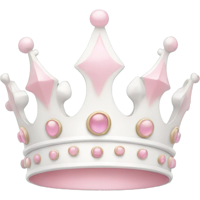 White and pastel pink crown emoji
