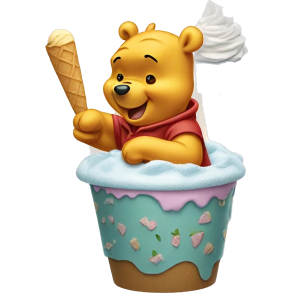 Winnie the Pooh eating ice cream  emoji