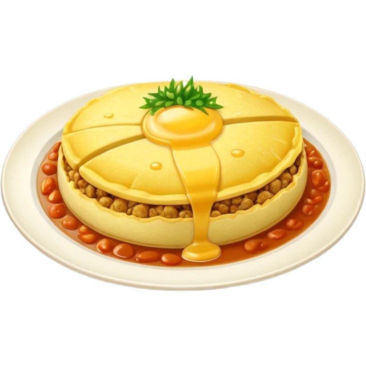 Tasty omurice dish on a big plate (no tomatoes)   emoji