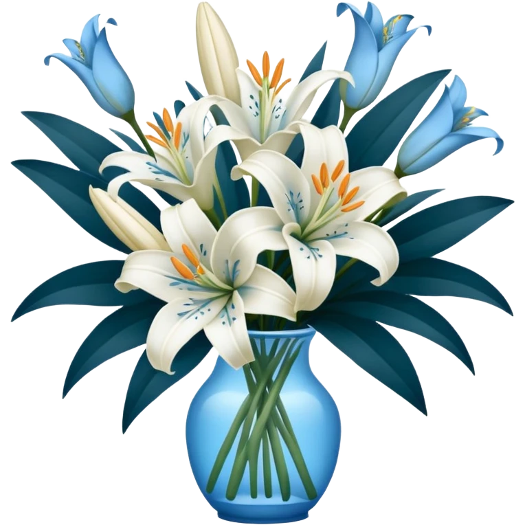 Big white and blue bouquet of Lillie’s  emoji