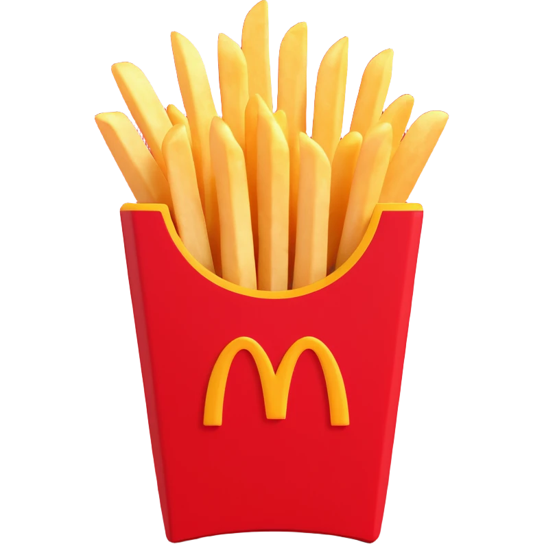 McDonald's French fries, close-up, crispy texture, red and yellow color scheme, no text, minimal background emoji