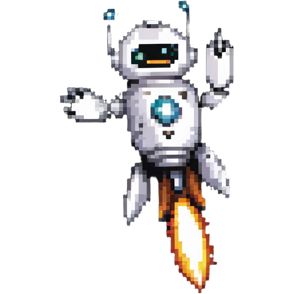 robot like a rocket flying up emoji