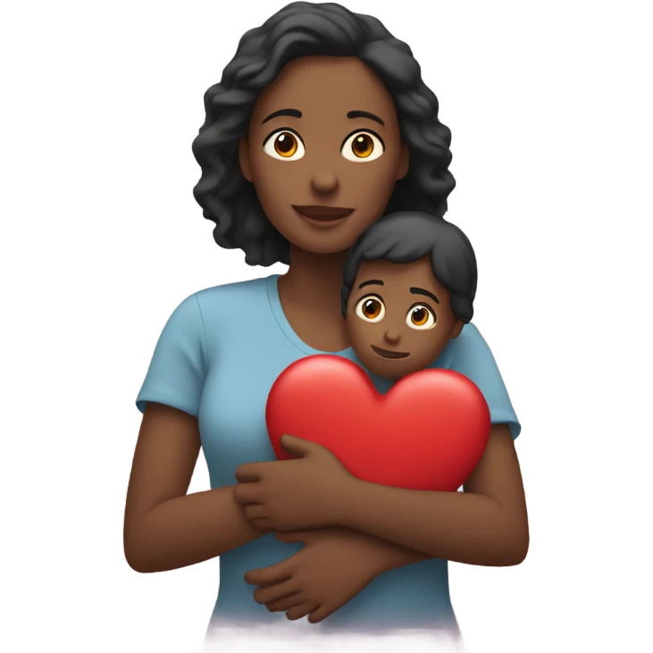 Mother holds her heart in her arm emoji