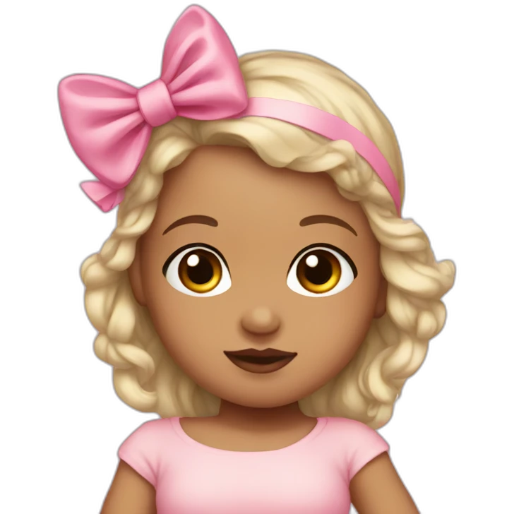 Light skin newborn with a pink bow emoji