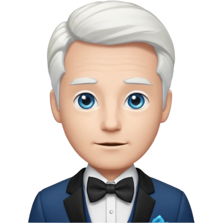 Boq from Wicked with blue eyes, white hair and suit with bow tie emoji