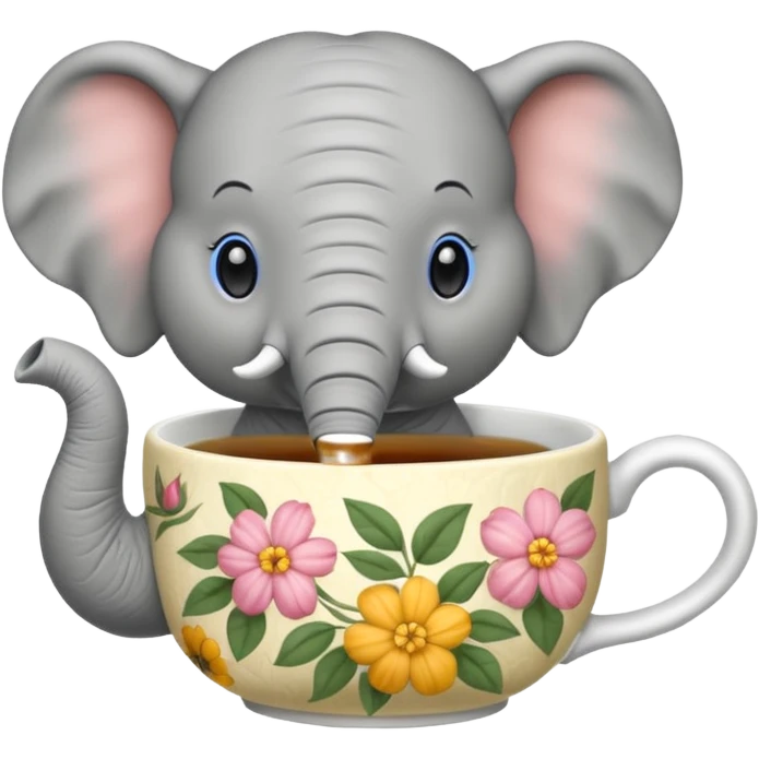 elephant with tea cup emoji