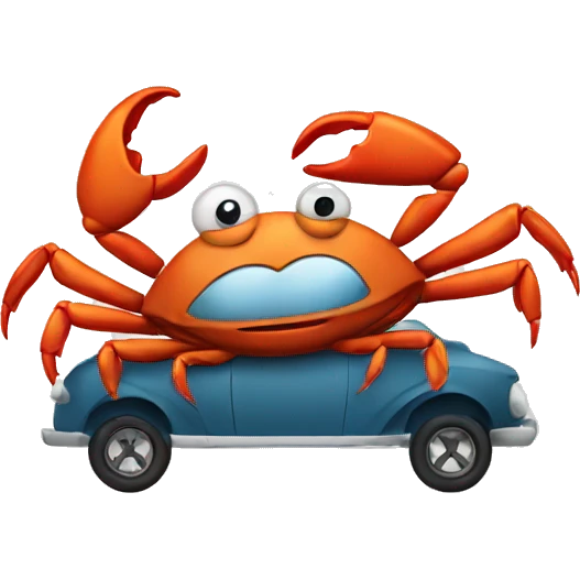 Crab driving a car emoji