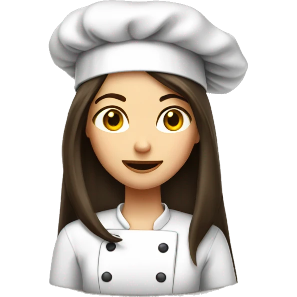 Brunette long straight hair girl in a cook hat makes dinner  emoji