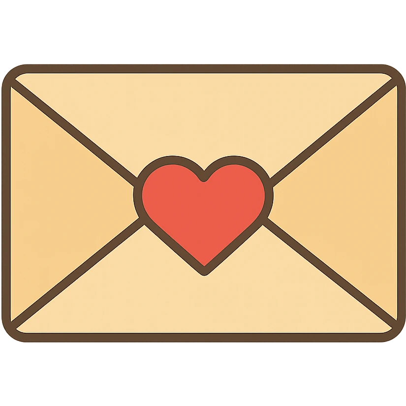 flat design style love letter with heart seal emoji