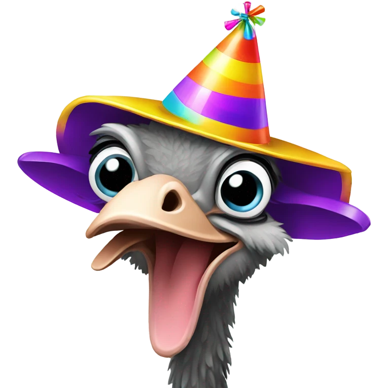 ostrich wearing a party hat emoji