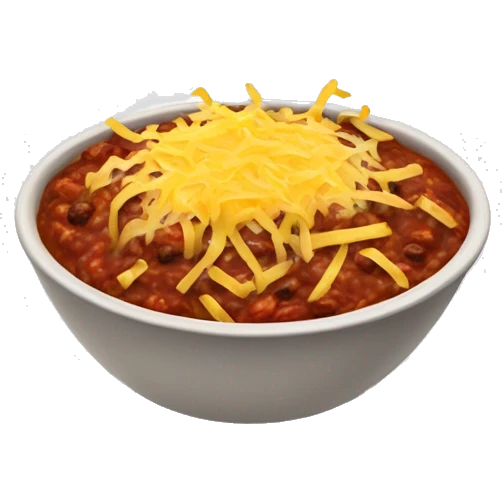 Bowl of chili with shredded cheese on top  emoji