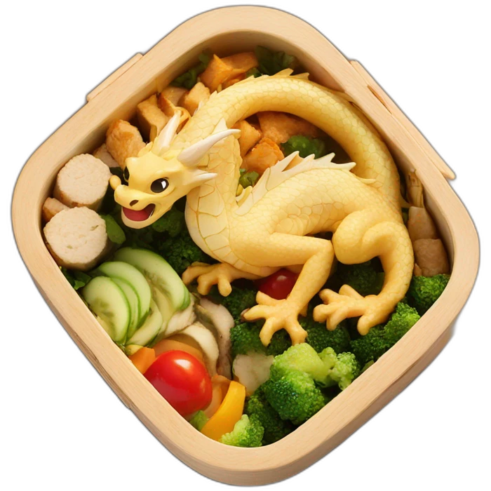 dragon wood bento box emoji